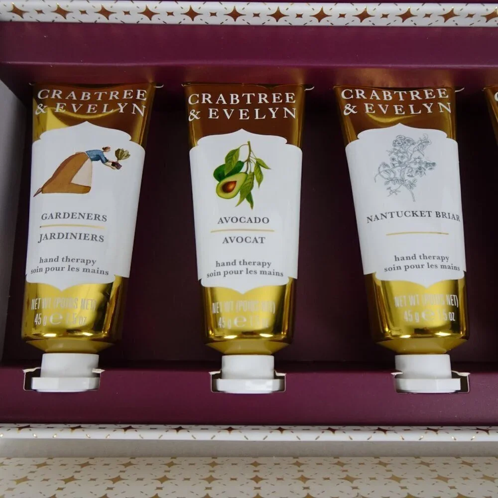 Crabtree & Evelyn Hand Therapy Gift Set 6 x 1.5 oz Rosewater Pear Almond Avocado